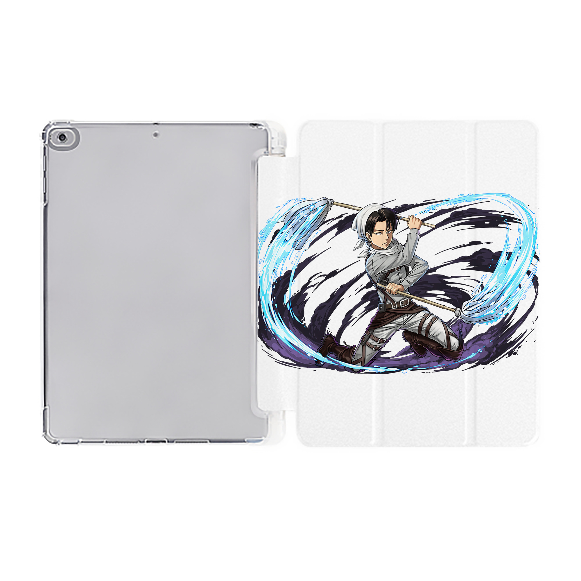 （画像用） 進撃の巨人 リヴァイ·アッカーマン Attack on Titan Levi Ackerman IPad ケース ペン収納付き 三つ折りスタンド PUレザー×シリコン 対応機種9.5/10.5/10.9インチ